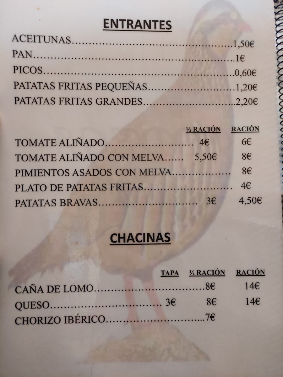 Menu Restaurante La Perdiz-1